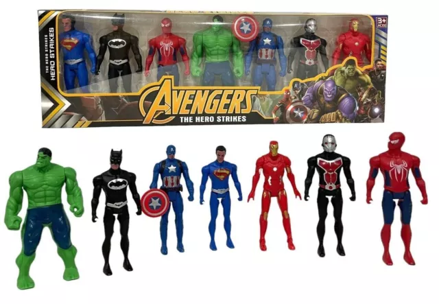 7pcs Avengers Super Hero Collection Set Incredible Action Figures Gift Set boxed 3