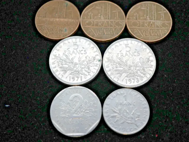 Konvolut Münzen Frankreich Francs 7 Stück