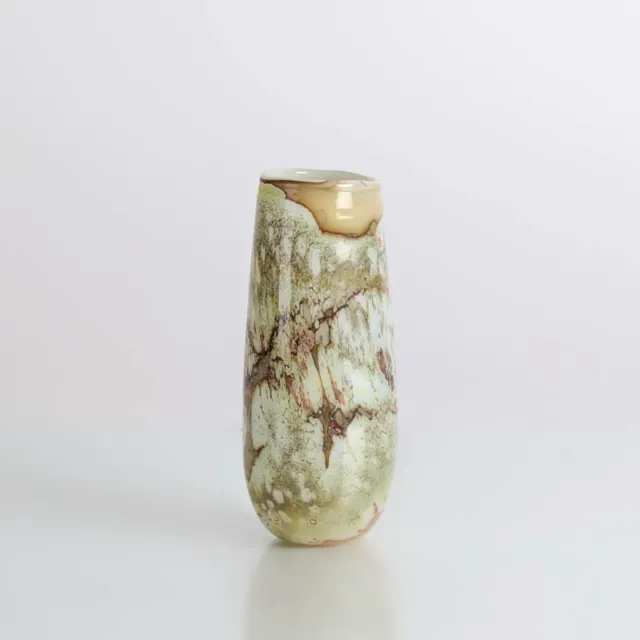 Studioglas Vase Lampenglas PAVEL MOLNAR beige braun gemustert signiert +++