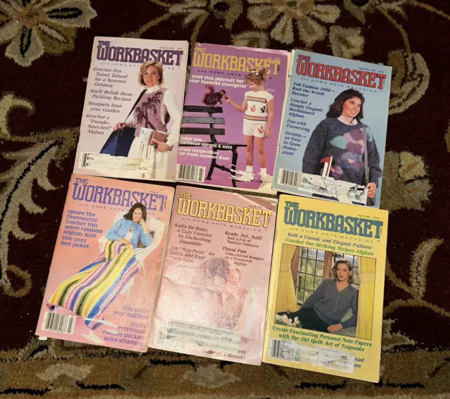 Lot of 6 Vintage 1980's  Workbasket Home Arts Crafts Needlework Magazines