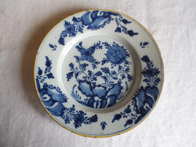 ASSIETTE EN FAIENCE DE DELFT 18eme SIECLE décor compagnie des Indes