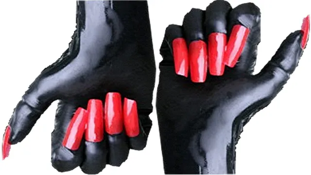 1 Paar Gummi Latex Rubber Handschuhe mit Fingernageltips rot Gr M Top Markenware