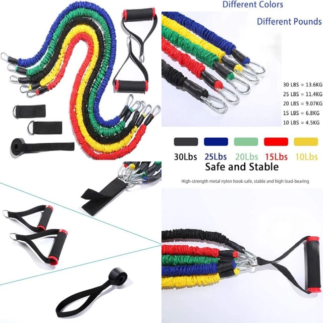 Outech Resistance Bands Set Stackable Up to 100 Lbs Exercise Black,Blue,Green