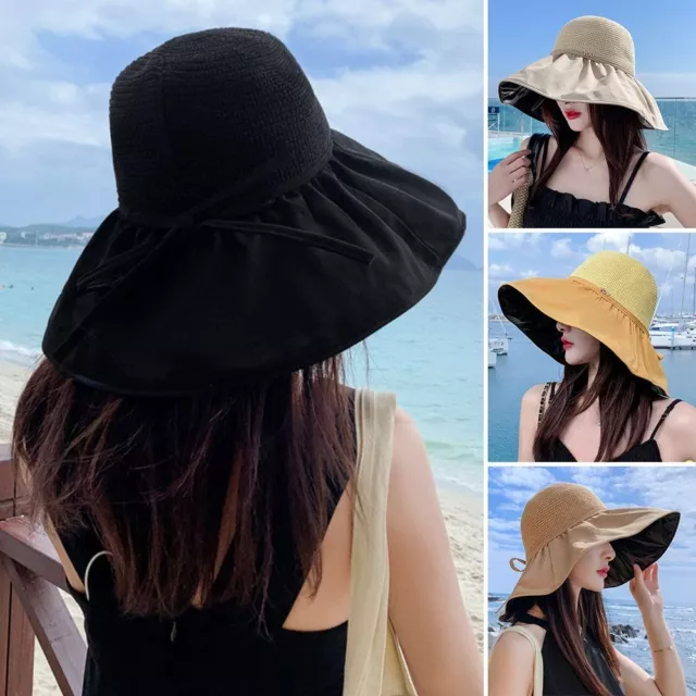 Wide Brim Sun Cap UV Protection Beach Cap Women Panama Hat