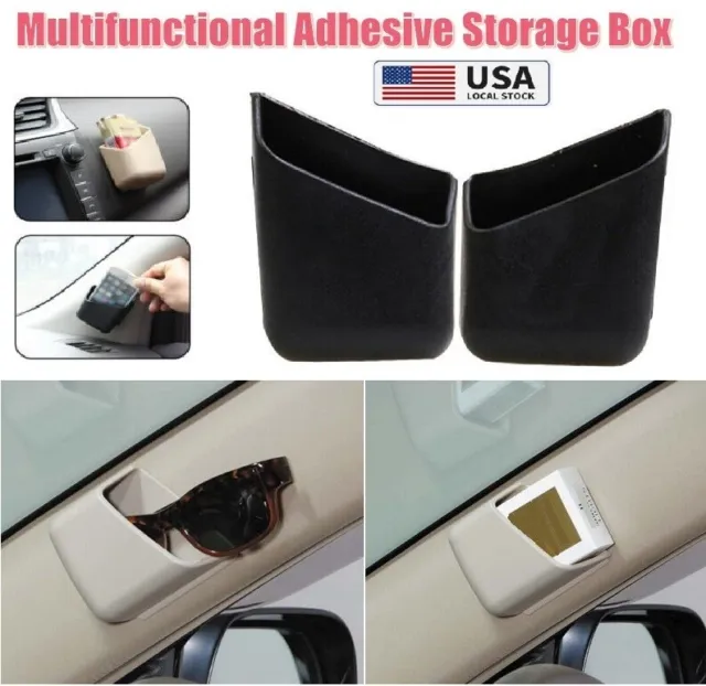 2× Phone Card Key Organizer Interior Storage Box Holder Black Car Accessories US
