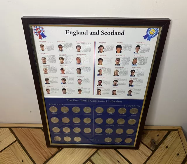 ESSO World Cup Coin Collection Complete Italy 1990 England & Scotland Framed