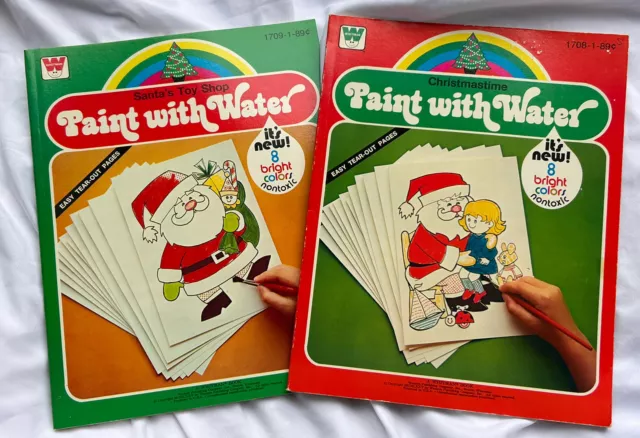 3 Vintage Kids Coloring Book 1963 Christmas Night Felt Santa Mother Goose  Witman