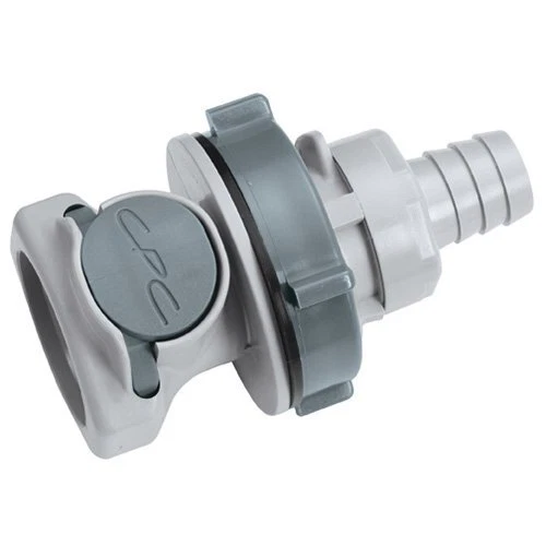 CPC () HFCD16812 Valved Bulkhead Panel Mount Hose Barb, PP, 3/8" Flow Size, 1...