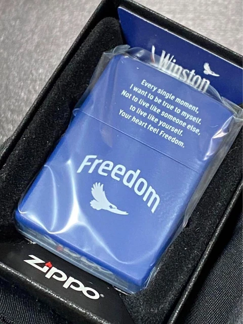 Zippo Oil Lighter Winston Freedom Double Sides Blue 2016 MIB