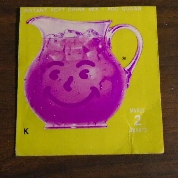 KOOL AID Lemon Grape Packet Empty Vintage 1960s Cut W/ Pitcher 8.69
