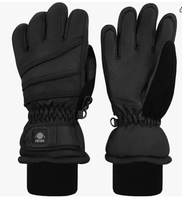 N'Ice Caps Kids Waterproof Thinsulate Warm Winter Snow Gloves BlackYouth L/XL