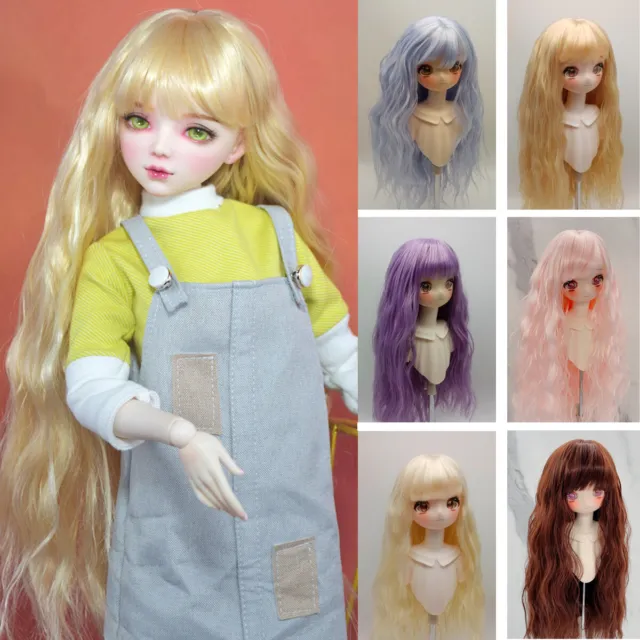 Dolls Long Wavy Wigs with Bangs Hair Accessories DIY for 1/3 1/4 1/6 BJD SD Doll