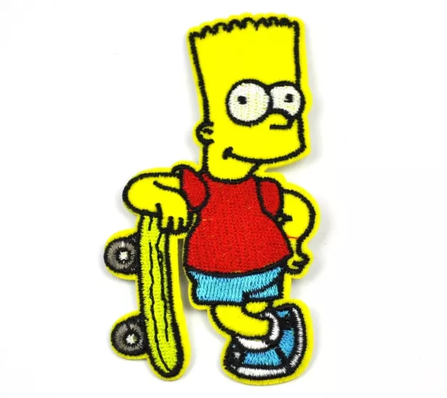 Bart Simpson mit Skateboard USA Bügelflicken gestickter Aufnäher Patch