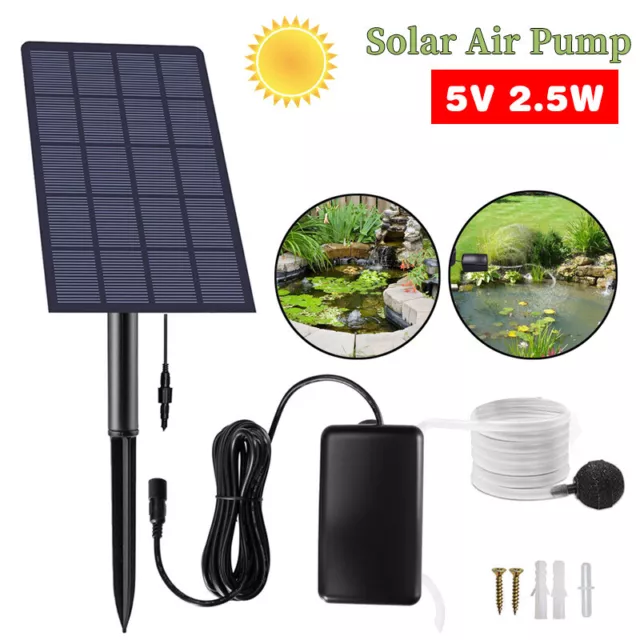 Solar Powered Oxygenator Aerator Air Pump Oxygen Kit Outdoor Pond Fish Tank UK