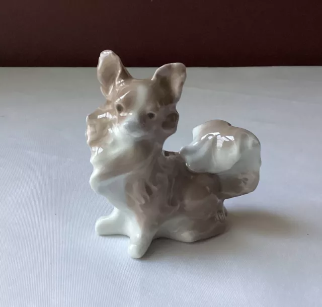 Vintage Lladro Porcelain Papillion Dog Figurine Made in Spain, 3" Tall