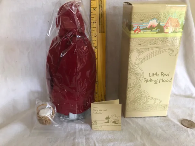 1985 Avon Fairy Tale Porcelain Doll Collection Little Red Riding Hood With Stand 2