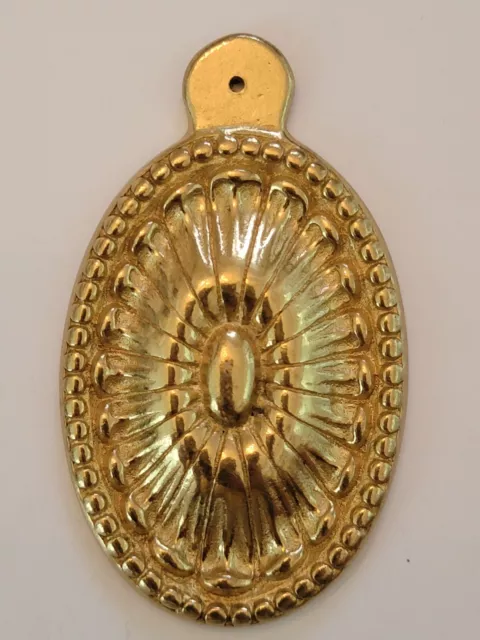 Nos Heavy Duty Vintage Solid Brass Bed Bolt Cover Plate 2" Oval Escutcheon