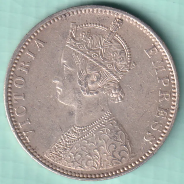 British India 1892 Victoria Empress One Rupee Silver Coin In Top Grade