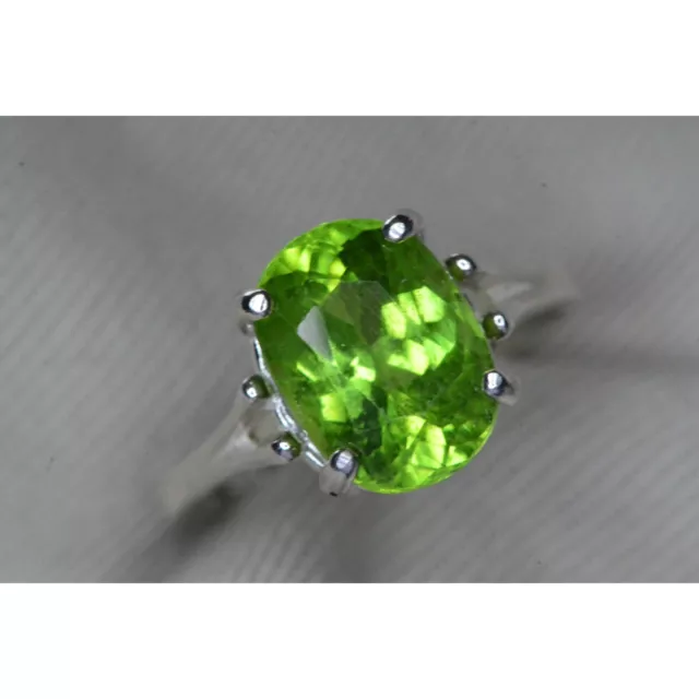 Certified Peridot Ring 4.96 Carat Sterling Silver Solitaire Genuine Natural PP91 3