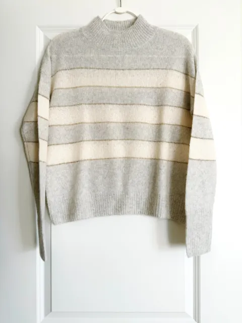 RAILS Ellis Cashmere Silk Blend Sweater in Mist Ivory Stripe Size XS