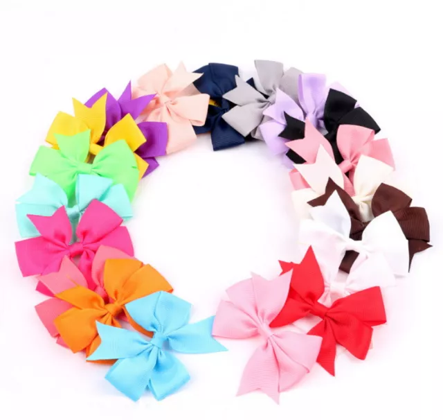 20 Pcs Grosgrain Ribbon Hair Bows for Girls - Alligator Clips Boutique Baby Lot