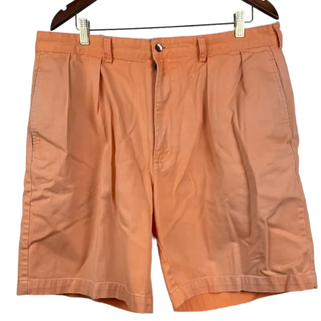 VTG Polo Chino Ralph Lauren Men's 38 Pleated Shorts Solid Orange 100% Cotton