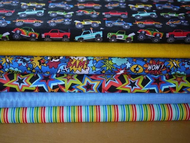 Grande Makower Paquete de Tela Patchwork Monster Mash Comic Estrella, Camiones