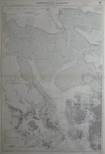 Admiralty Map of Portsmouth Harbour (#2631), Vintage 1959. 103cm x 70cm