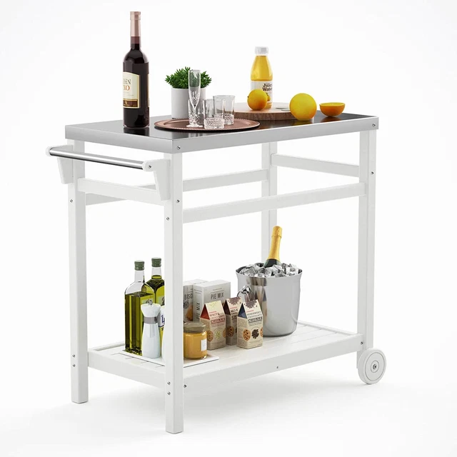 OUTDOOR PREP DINING Table,Movable Pizza Oven Stand For Patio Bar BBQ