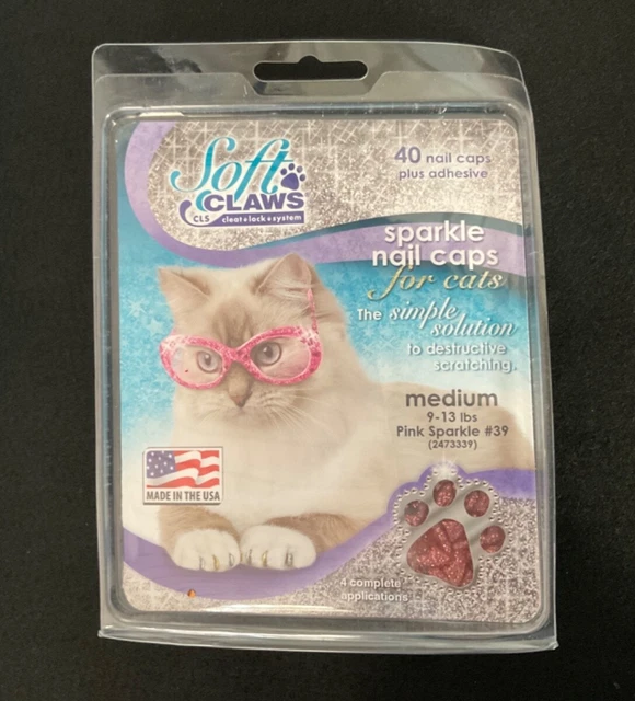 Tapas para uñas brillantes con garras suaves, paquete de 40, brillo rosa 
