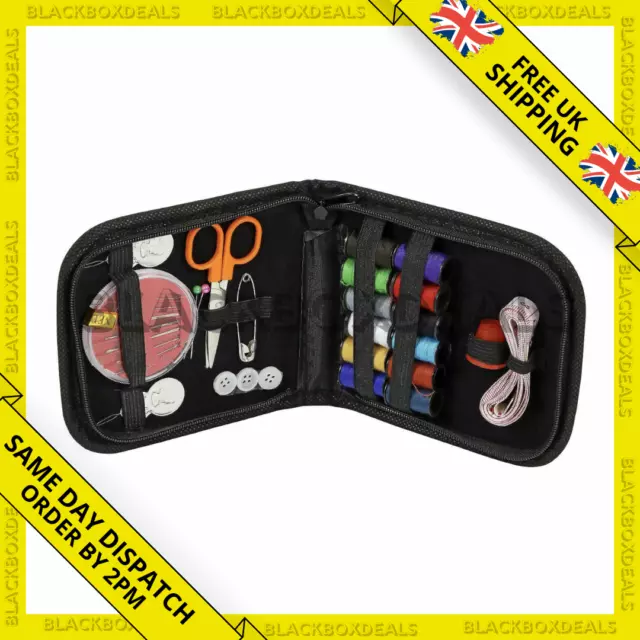 Portable Travel Small Home Sewing Kit Case Thimble Needle Thread Scissor Set Uk