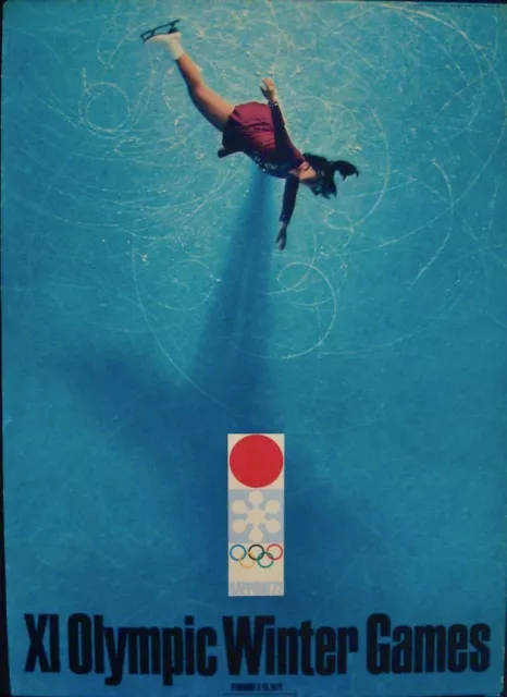 SAPPORO 1972 WINTER OLYMPICS ICE SKATING Japanese B2 poster RARE