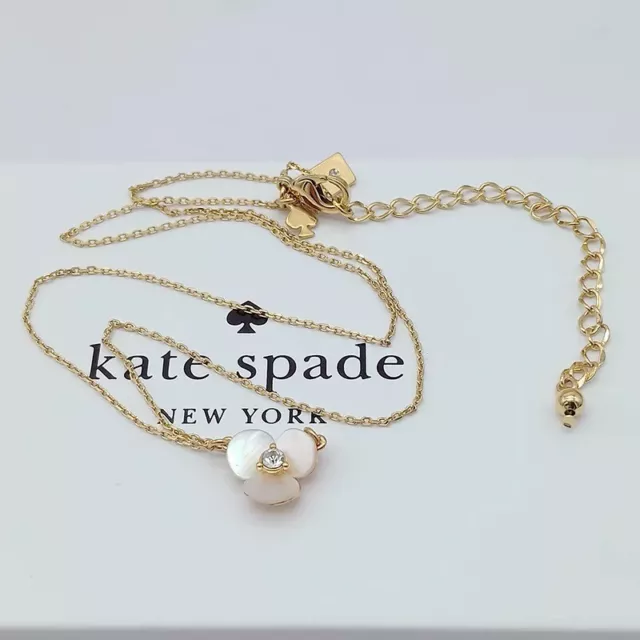 Kate Spade Disco Pansy Mother of Pearl Delicate Fashion Flower Petal Necklace