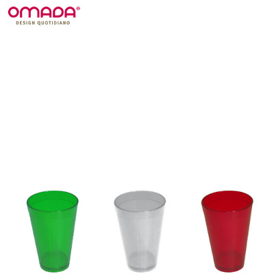 Omada Design Set di 6 Bicchieri bar impilabili forma ottagonale e lavabili in lavastoviglie linea Unglassy Blu Trasparente da bibita o long drink 42,5 cl infrangibili altezza 12,5 cm in plastica 