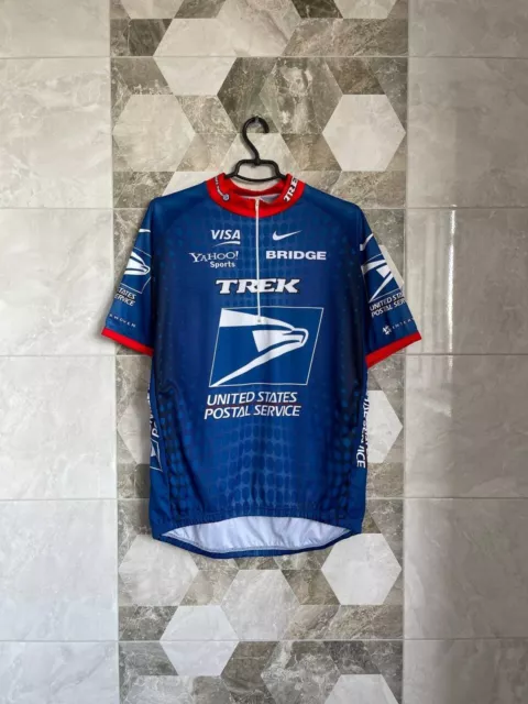 United States Postal Service USPS Bridge Cycling Jersey Shirt Mens Size XXL Blue