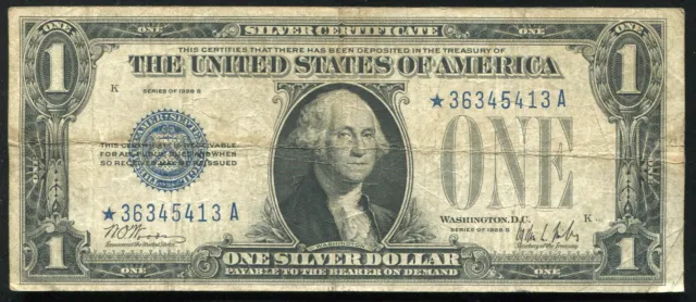 Fr. 1602 1928-B $1 One Dollar *Star* Funnyback Silver Certificate