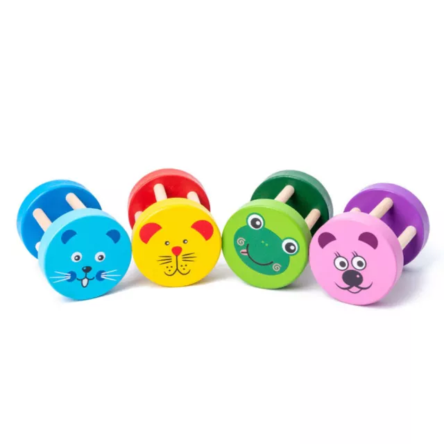 Newborn Infant Wooden Rattle Toys Handbell Cartoon Toys for Music Enlightenment