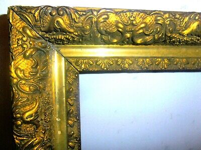 LARGE ANTIQUE ORNATE GOLD GILT GESSO VICTORIAN PICTURE FRAME 25 1/2"x 13"