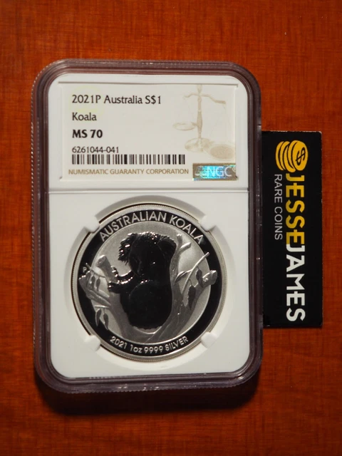 2021 P $1 Australia Silver Koala Ngc Ms70 Classic Brown Label 1 Oz .9999 Fine