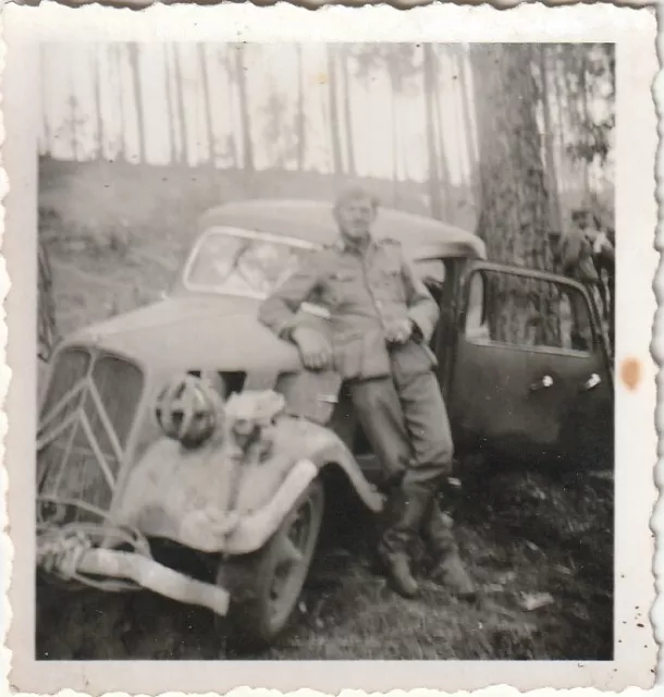 Vintage Photo Soldier with Citroen Traction Avant Car Vintage Car Car