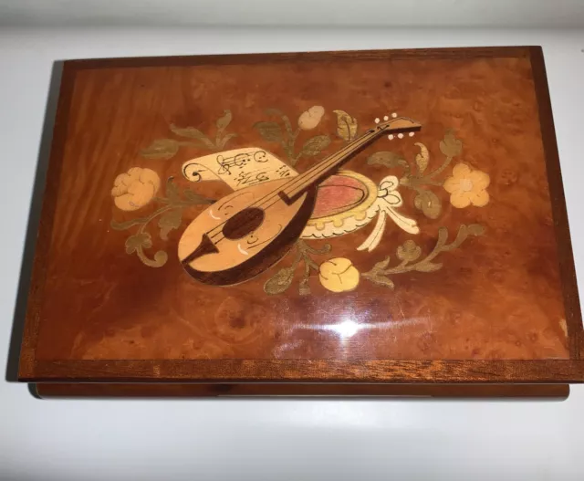 Italian Inlaid Small Mandolin Music Box La Botteguccia Sorrento Plays Fur Elise