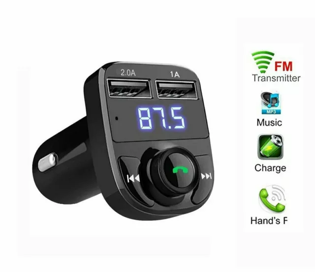 TechFlo FM Transmitter Wireless Bluetooth Car Kit Radio Adapter USB Charger Call