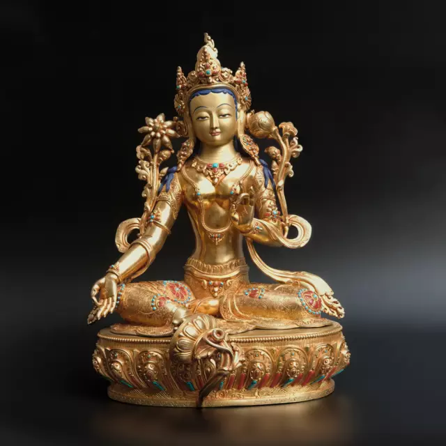 Tara Statur Grüne Gold "Top Qualität" Buddha Nepal (7,5 Kg) Meisterstück