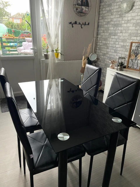 Table Roche Bobois Hauteville Ronde 120cm + 4 Chaises + 2 Rallonges - Lot Salle à Manger Gris