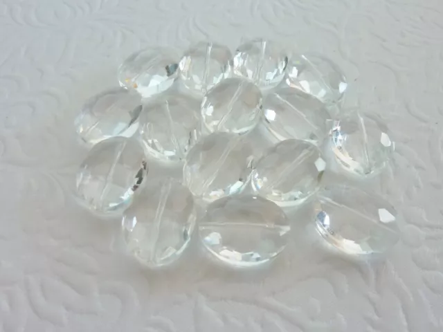 Crystal Glass Beads Faceted Oval Clear 20x16x8mm 15 pieces