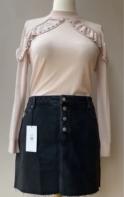 Calvin Klein Denim Mini Skirt Size W40 Black High Rise BNWT