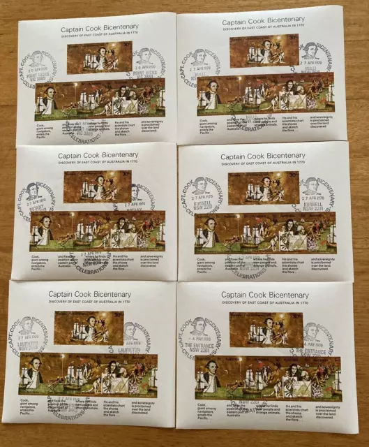 Rare Minisheet Bicentenary Captain Cook Set of 12 Special Postmarks Australia