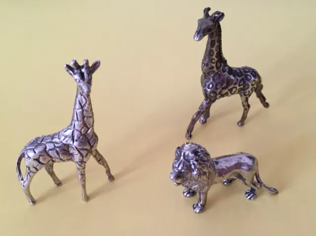 Set 3 Animali Safari Giraffe&Leone Argento 800 73gr  105AR Arezzo Vintage
