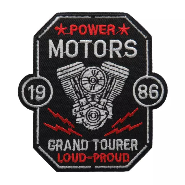 Aufnäher Biker Patch Power Motors Bügelpatch Motorcycle