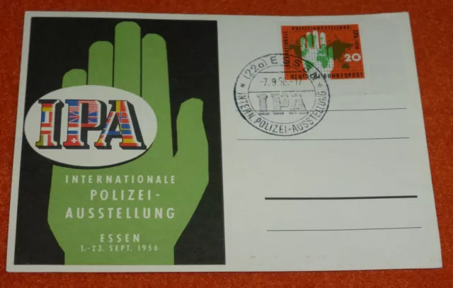 IPA Internationale Polizei Ausstellung Essen 1956 Sonderpostkarte mit Vignette